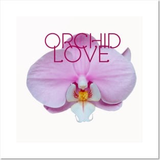 Pink Orchid flower with text Posters and Art